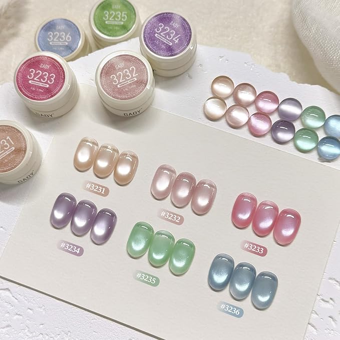 Set de esmalte en gel GAOY Sheer Silk Cat Eye, 6 colores con imán miniatura 2