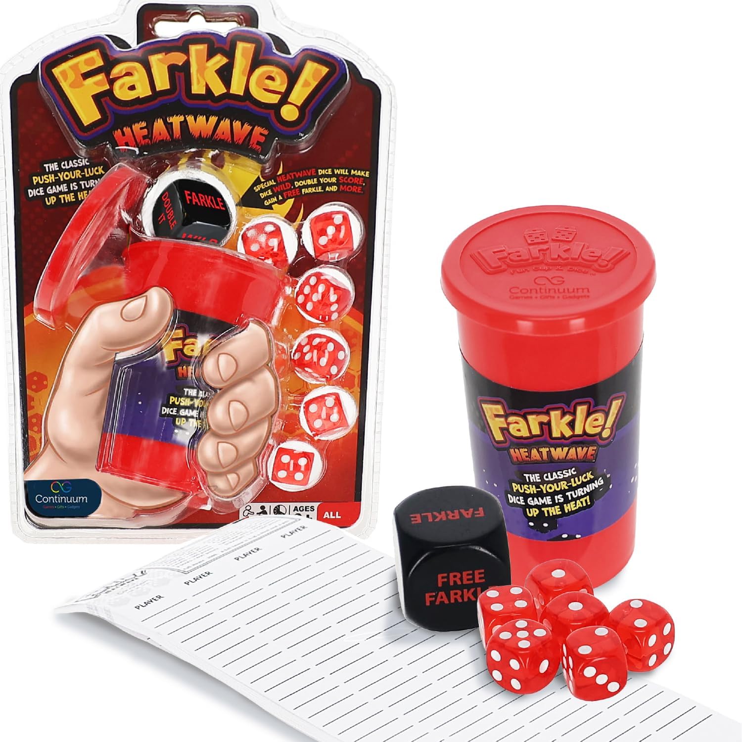 Continuum Games Farkle Heatwave Classic Dice Game for Kids and Families | Ages 6+ Travel Size Group Party Games for 2+ Players, Gift for Teens and Adults by Continuum