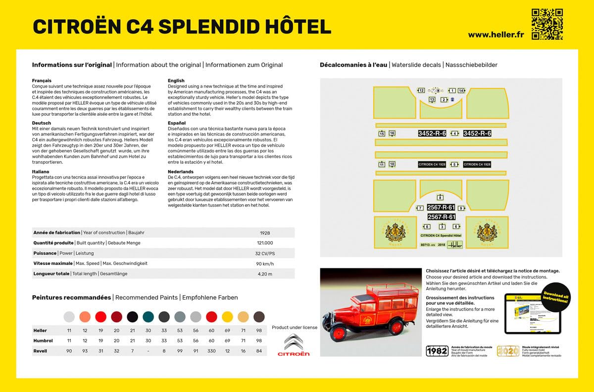 Heller 56713 Car Model Kit for Citroen C4 Splendid Hotel 1:24, Various - Image 4