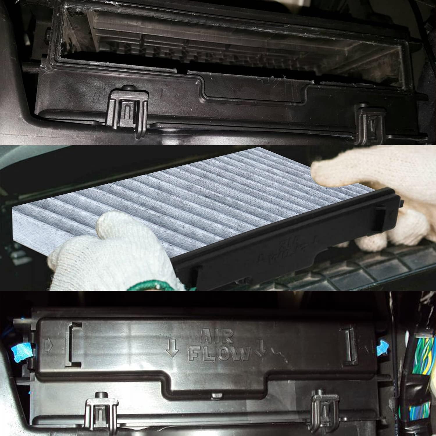 68406048AA Cabin Air Filter and Filter Access Door with Activated Carbon Compatible with Dodge Ram 1500 2500 3500 4500 5500 Replaces# 68318365AA 5058693AA 68052292AA