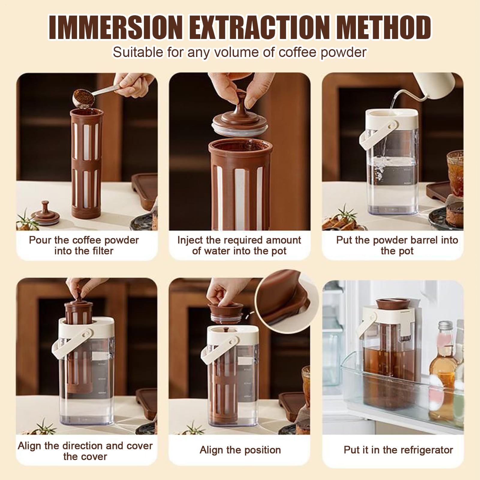 Cold Brew Coffee Maker, Iced Tea Pitcher, 1 Liter Heavy Duty Borosilicate Jar, Leak Proof Silicone Seal Lid for Kitchen Counter and Picnic Beverage Prep, 9.06x4.96x3.5 Inches