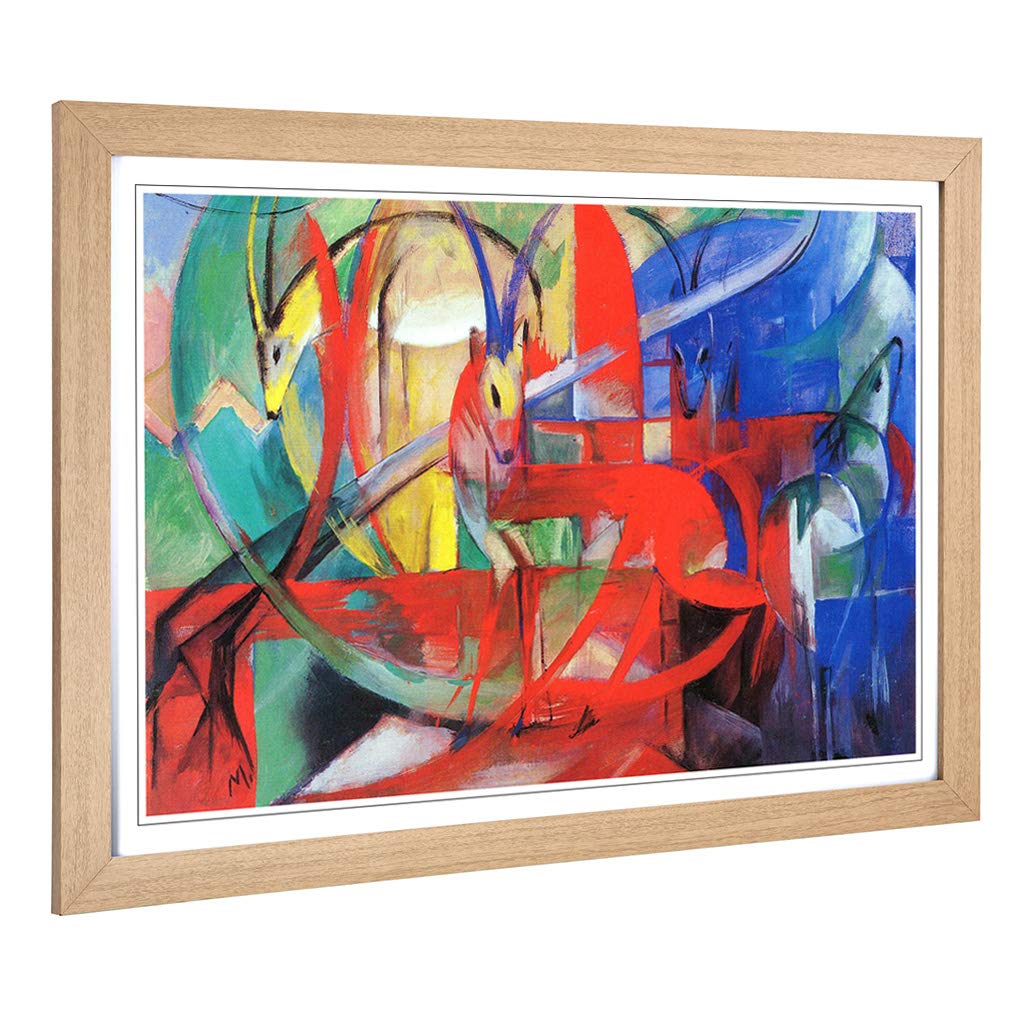 Big Box Art Framed Print of Franz Marc Gazelle Design | Wall Art Picture | Home Decor for Kitchen, Living, Dining Room, Lounge, Bedroom, Hallway, Office, Oak, A2 / 24.5x18 Inch / 62x45cm