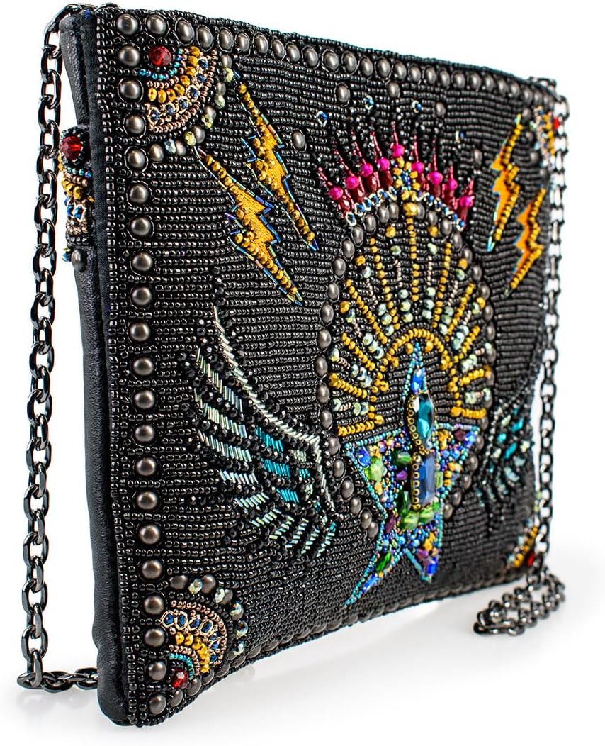 Mary Frances Starstruck Beaded Crossbody Handbag with Celestial Star Motif and Luxe Leather Accents Evening Bag, Multicolor