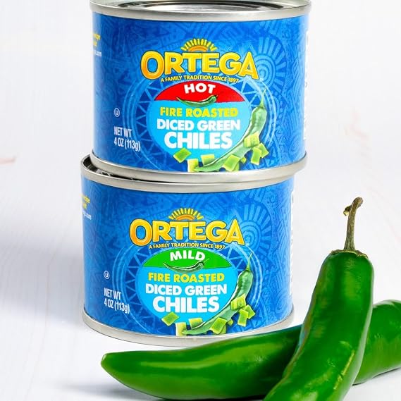 Ortega Diced Hot Green Chiles, 4 oz