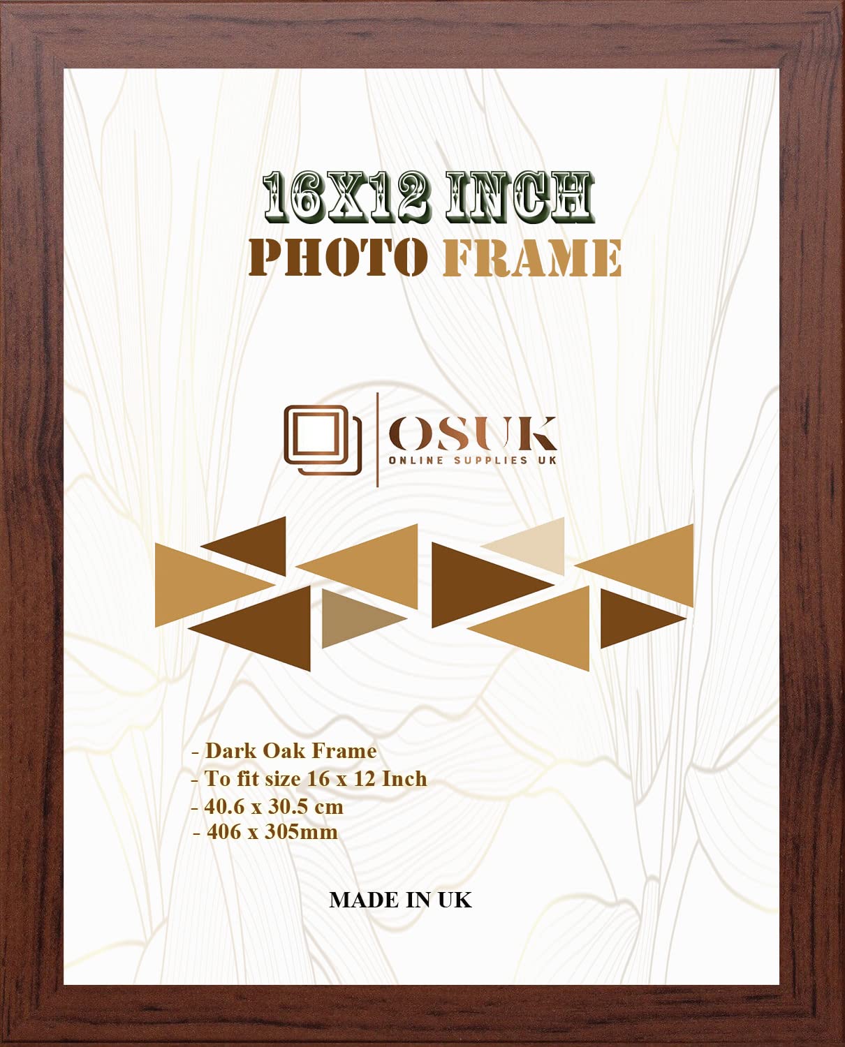 Frame Eazy OSUK Dark Oak Photo Frame 40.6 x 30.5cm Large Photo Frame 16 x 12 Inch Picture Frames With Clear Perspex Front & Wall Mounting 12'' x 16'' Frame (Dark Oak)