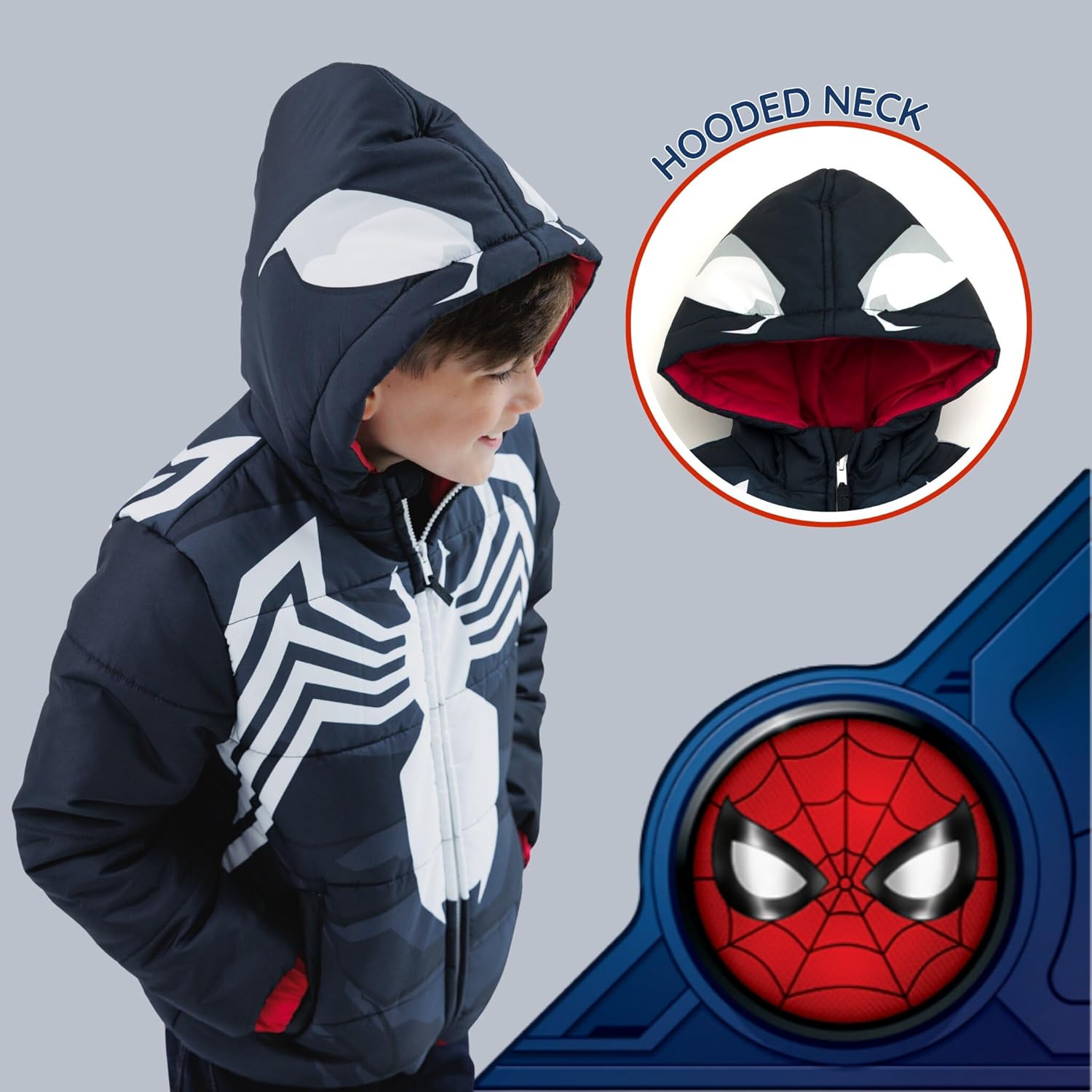 Marvel Zip Up Cosplay Puffer Jacket Toddler to Big Kid Sizes (2T - 14-16) - Image 5