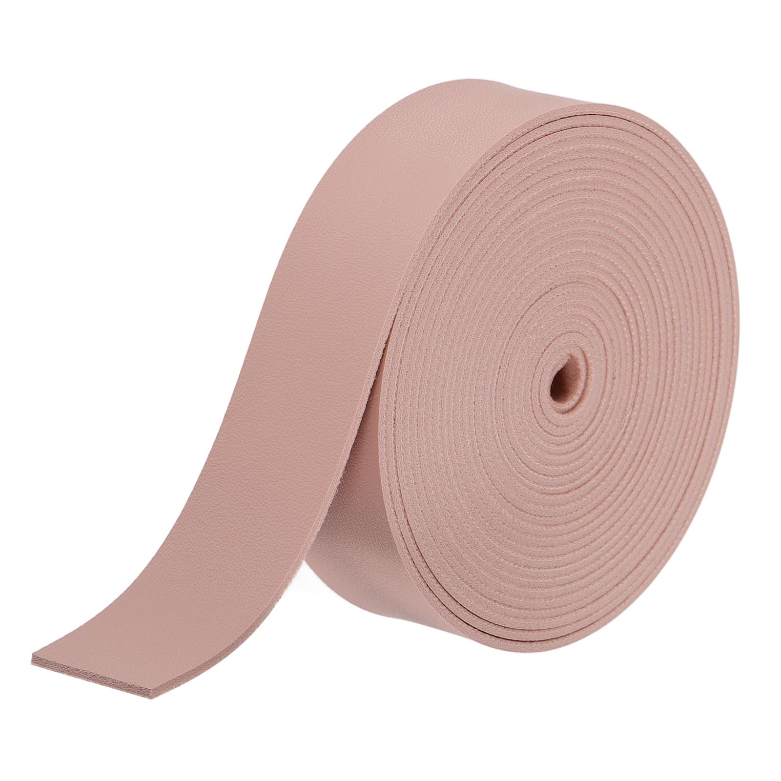 sourcing map Faux Leather Straps, 1 Inch Wide 137.8 Inch Long PU Leather Strips Flat Cord for Clothing Bag Belt Making DIY Craft Projects (2mm Thick, Pink)