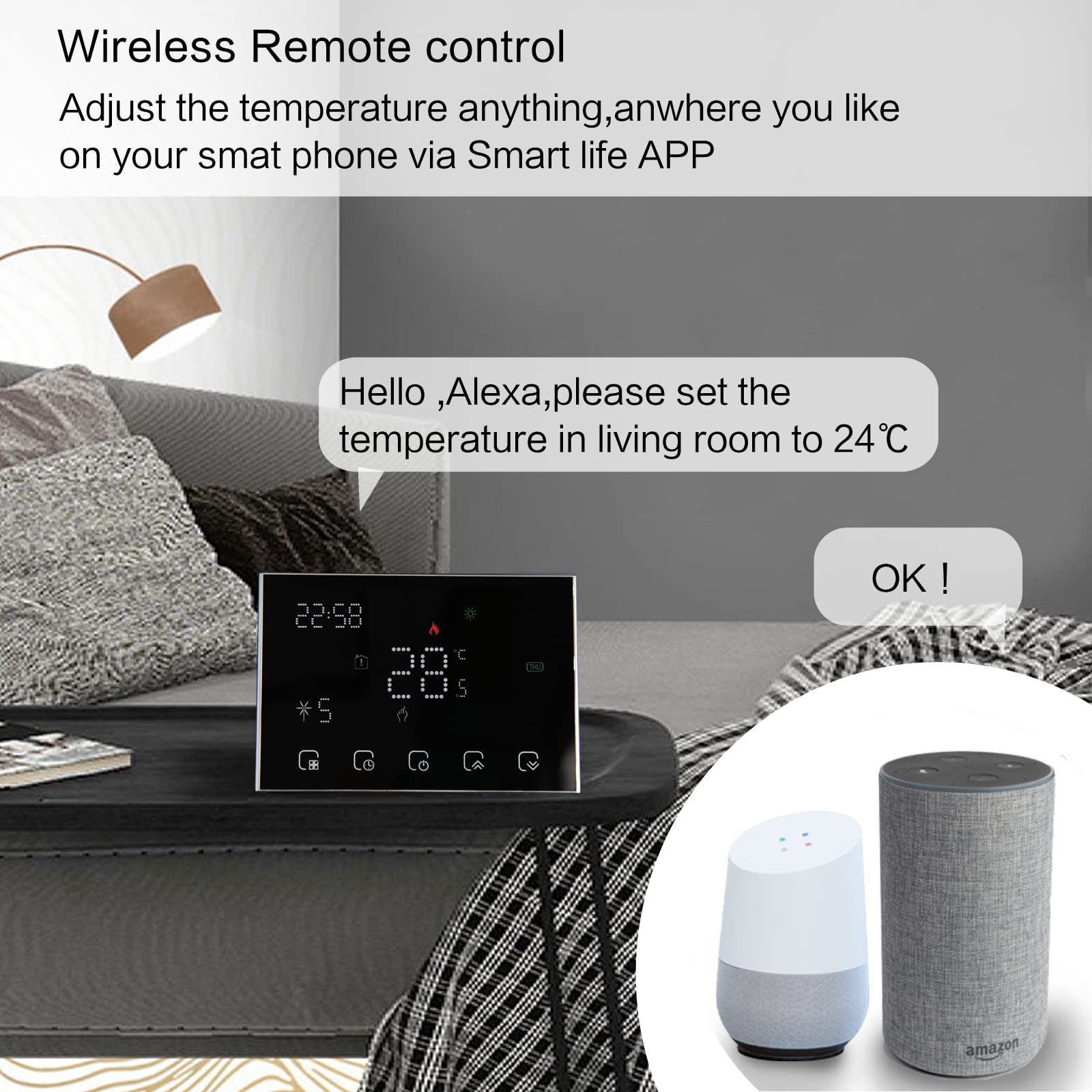 Termostat Smart RF Wifi dla kotła gazowego/wody programowalne ogrzewanie Termostat ścienny do pokoju Współpracuje z Alexa Google Home Wyświetlacz Dotykowy Wireless Regulator Temperatury