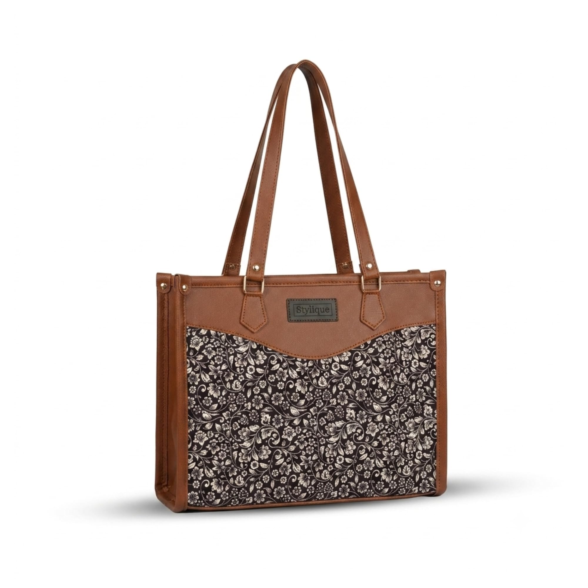 Women's Jute Tote Handbag with Zipper – Large Stylish Shoulder Bag for Office, College & Shopping, Fits 13-14 Inch Laptop Space-picture-10
