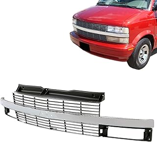 Perfit Liner Front Grille Grill With Chrome Center Bar, Silver Gray Shell And Insert Compatible For 1995-2005 CHEVY Astro Van 15760162 GM1200371