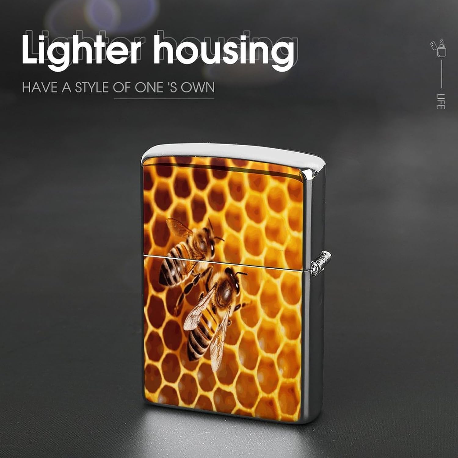 Bee On Honeycomb Lighter Case Cover Lighter Shell