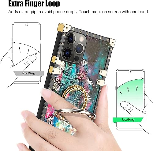 Miniatura 3 de nancheng Funda cuadrada para iPhone 12 Pro Max (6.7 pulgadas), linda funda protectora a prueba de golpes para niñas y mujeres, diseño de flores