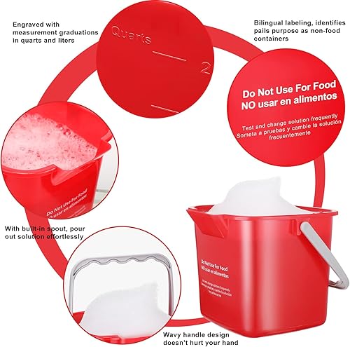 Miniatura 10 de Seewey - Cubo de limpieza de 6 cuartos de galón de capacidad, cubo cuadrado de desinfectante pequeño, cubo de detergente para el hogar, comercial,