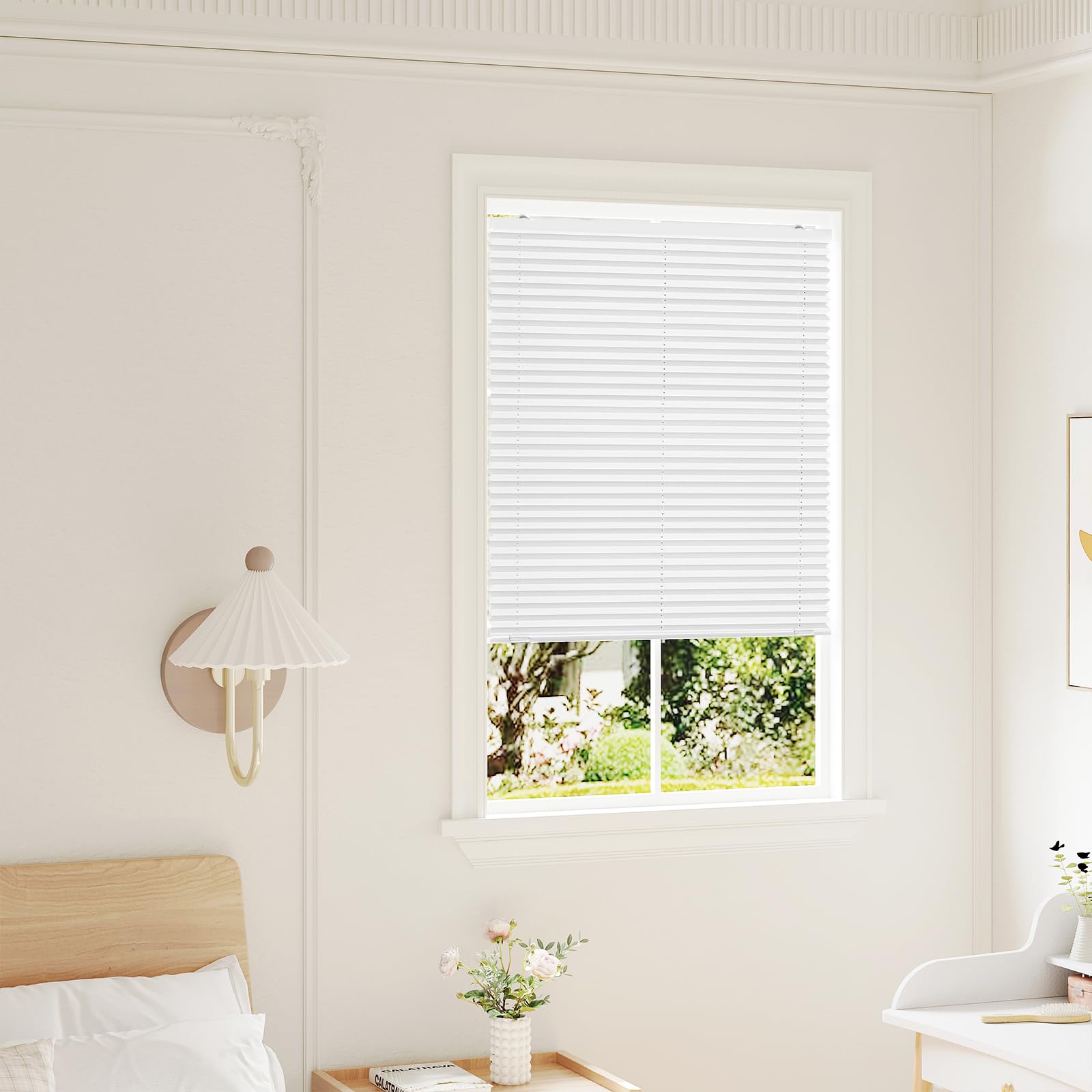 WOLTU Store Plissé sans Perçage avec Ventouses, Store Plissé Intérieur Translucide Protection Solaire pour Fenêtres Ordinaires, Fenêtres de Toit, Portes de Balcon, 90x130 cm, Blanc
