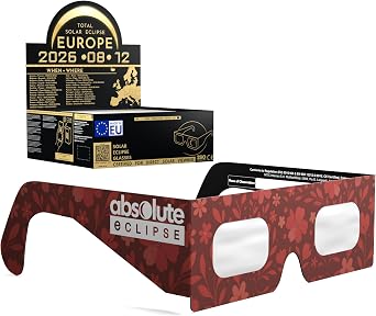 Solar Eclipse Glasses ISO 12312-2 & CE Certified   Safe Solar Viewing for Direct Sun & August 2026 Eclipse | Paper Cardboard Frame, Made in EU | For Kids & Adults