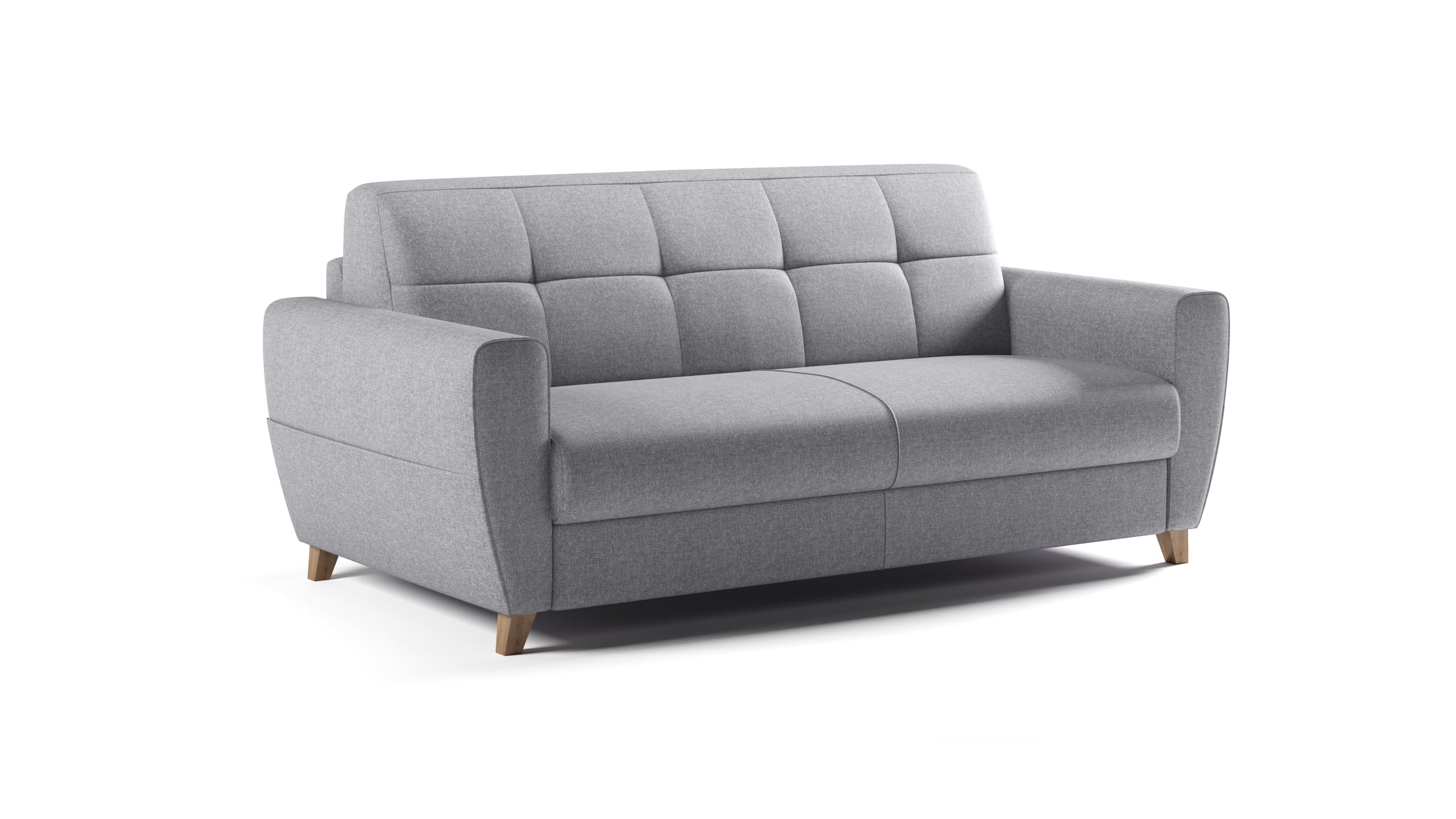 Divano Letto SOLE 3 Posti Struttura in Metallo e Legno Imbottitura in Gomma di Poliuretano Rivestimento in Tessuto Rete Elettrosaldata ad Apertura Rapida Colore: Light grey