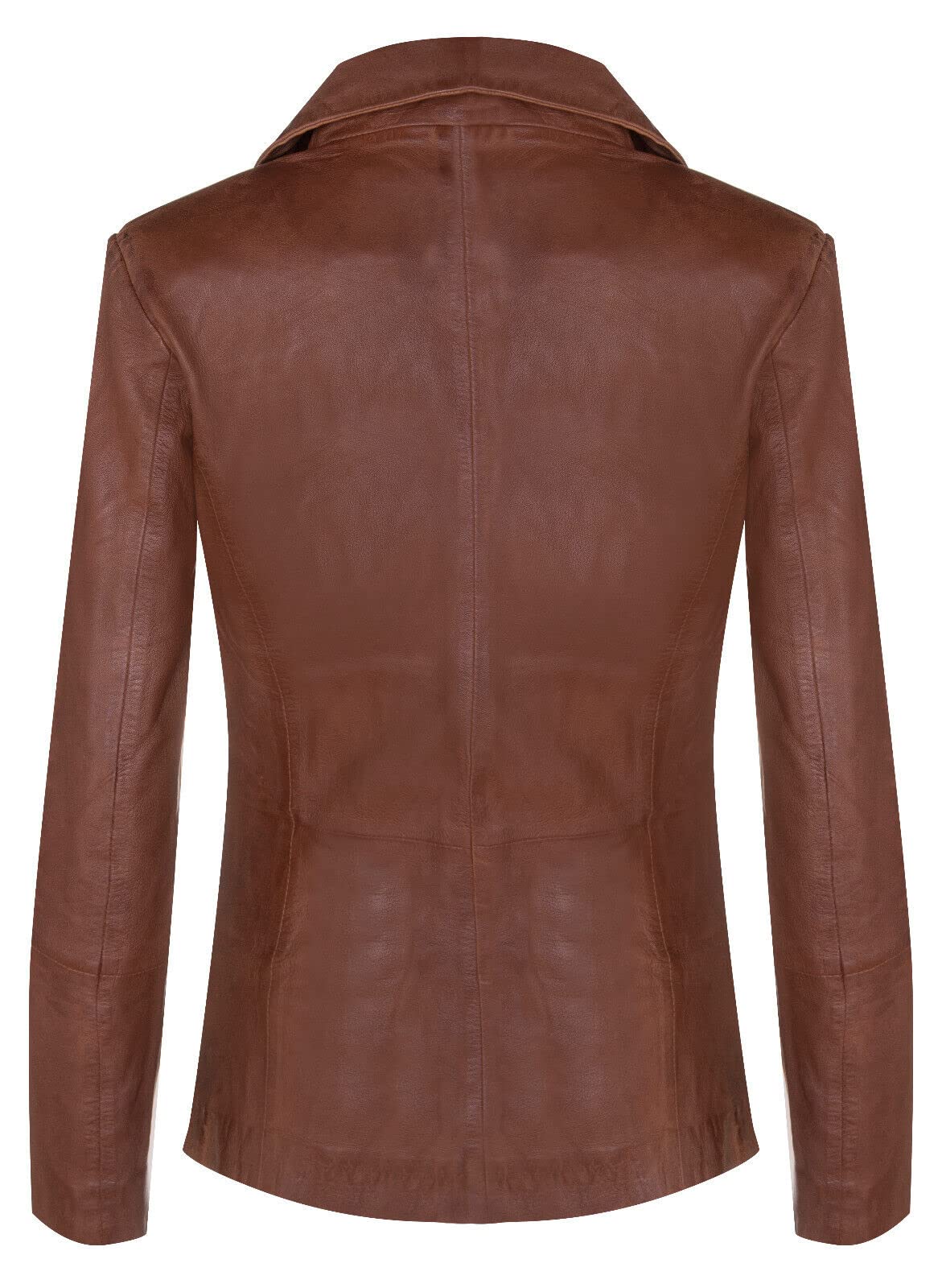 Infinity Leather Chaqueta Clásica de Cuero Real con un Botón para Mujer