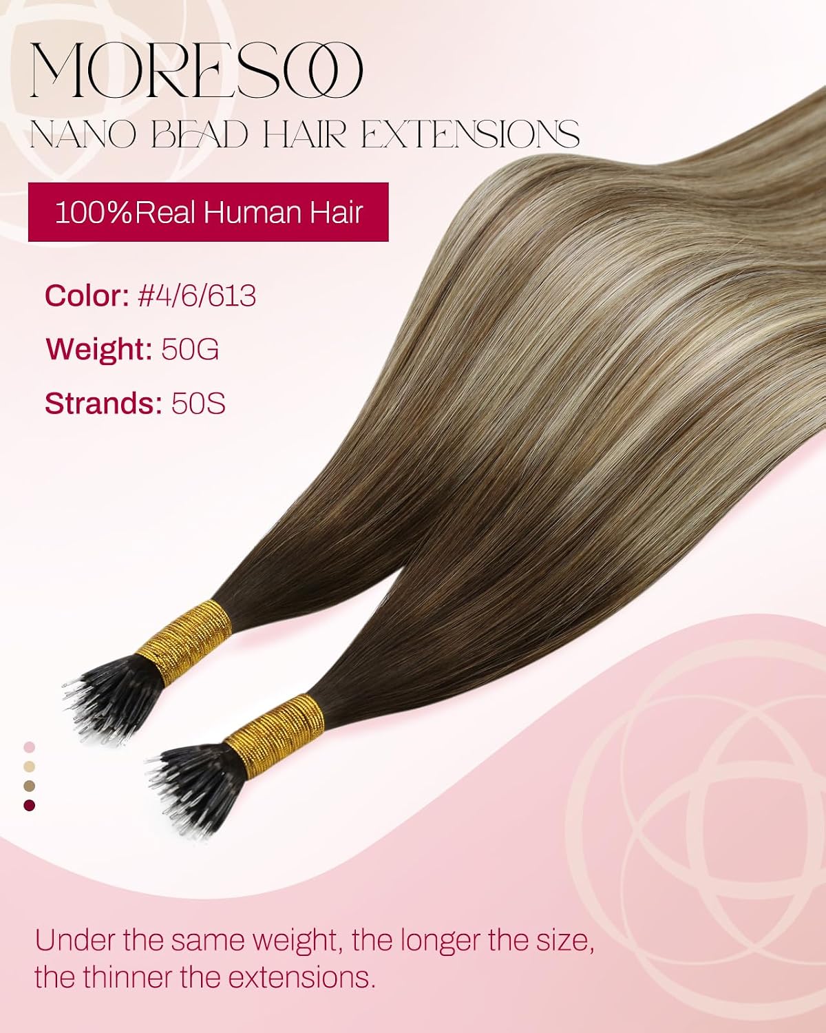  Nano Hair Extensions Human Hair, Brown Blonde Balayage, 14 Inch thumbnail