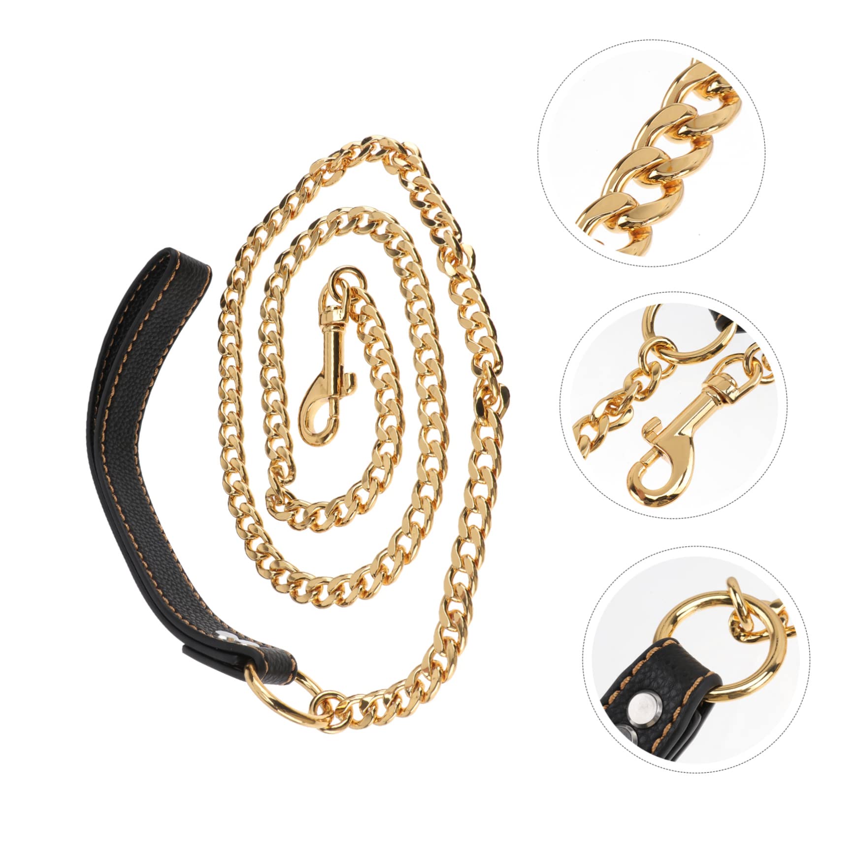minkissy Correa para Perros de Acero Inoxidable Dorada, Cuerda de Tracción Resistente y Cómoda para Paseos y Control de Mascotas y Cachorros
