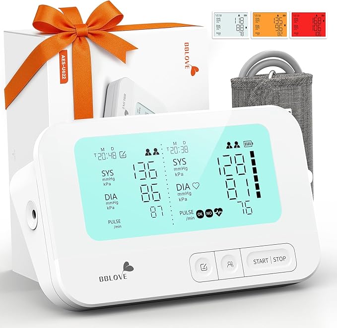Blood Pressure Monitor for Home Use FSA&HSA Eligible, Medical-Grade Accuracy,Automatic Upper Blood Pressure Monitor with Three-color warning and 2-User, Large Display, Birthday Gifts for Family