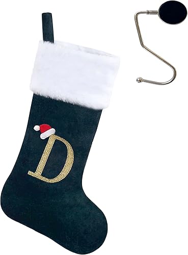 Vista 31 de Medias de Navidad con monograma de 20 pulgadas con letras, medias de Navidad súper suaves, medias grandes con monograma, medias de letras rojas