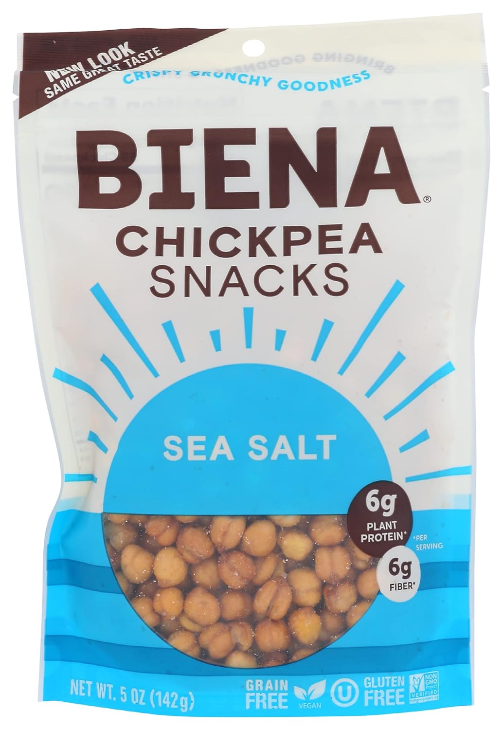 Biena Roasted Sea Salt Chickpea Bites, 5 oz Pack of 8