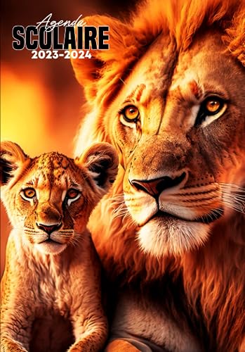 Agenda Scolaire 2023-2024: Organiseur Scolaire Pour Garçon, Fille | Primaire, Collège, Lycée, Etudiant | Thème: Lion | A5