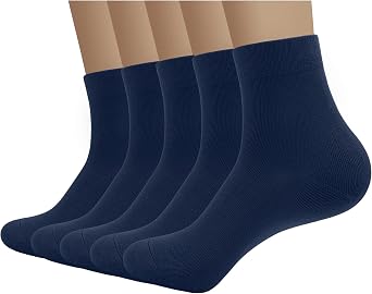 SERISIMPLE Viscose Bamboo Mens Breathable Quarter Thin Ankle High Socks - Comfort Cool Soft 5 Pairs