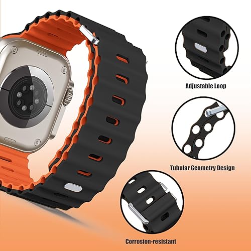 Miniatura 4 de Compatible with Apple Watch Ocean Bands 38mm 40mm 41mm 42mm 44mm 45mm 46mm 49mm Soft Silicone Wristbands Replacement Strap for iWatch Ultra 2 Ultra