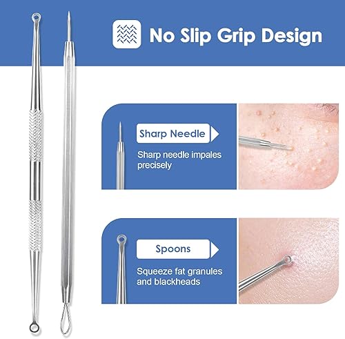 Miniatura 6 de Herramienta removedor de puntos negros, kit de eliminación de acné para manchas, estallido de puntos blancos, 7 piezas de eliminación de espinillas