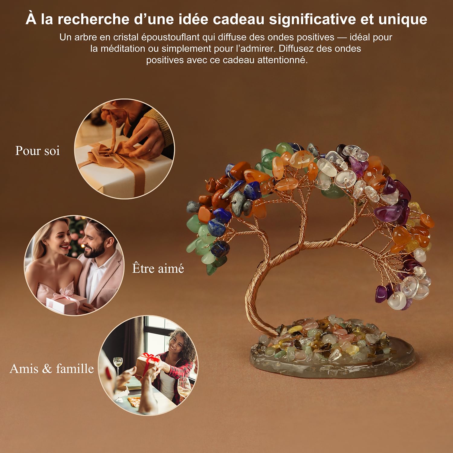 Lapis lazuli Arbre de Vie en Cristal Naturel 108 Pierres Feng Shui Chakra Reiki Arbre Bonsaï Énergie Décoration Maison Bureau Cadeau Spirituel Base Pierre Irrégulière 8-11 cm