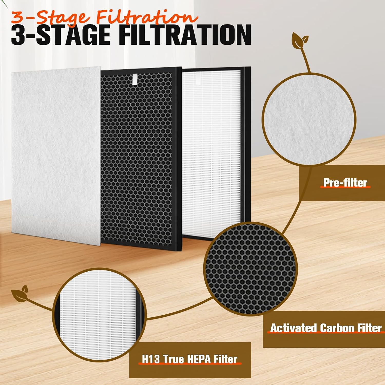 TZ-K2 Air Purifier Replacement Filter, H13 True HEPA & Activated Carbon, Compatible with ToLife TZ-K2 Air Cleaner – 4-Pack Filters with Cleaning Brush by MCCKLE