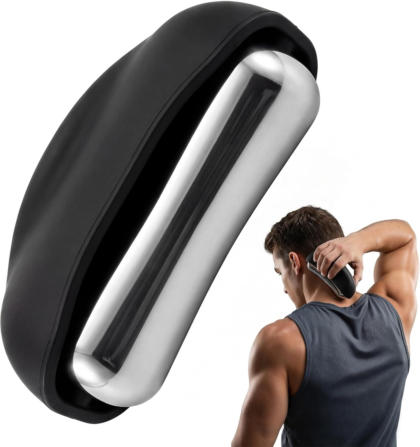 Cooling Massage Roller for Deep Tissue with Ergonomic Handle, 360° Easy-Glide Ice Massage Ball for Myofascial Release, Cold Therapy Roller Post-Workout Recovery & Muscle Pain Relief (Black)