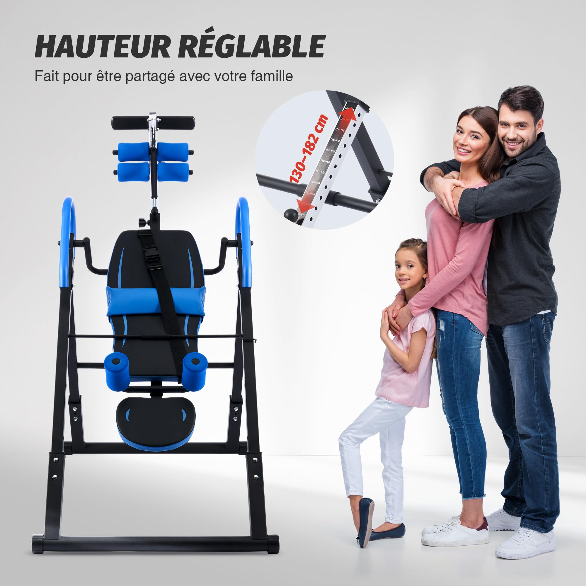 ZELUS Table d'Inversion Pliable Réglable Équipement pour de Gymnastique à Domicile Entraînement par Gravité pour la Thérapie Naturelle de Soulagement des Douleurs du Dos