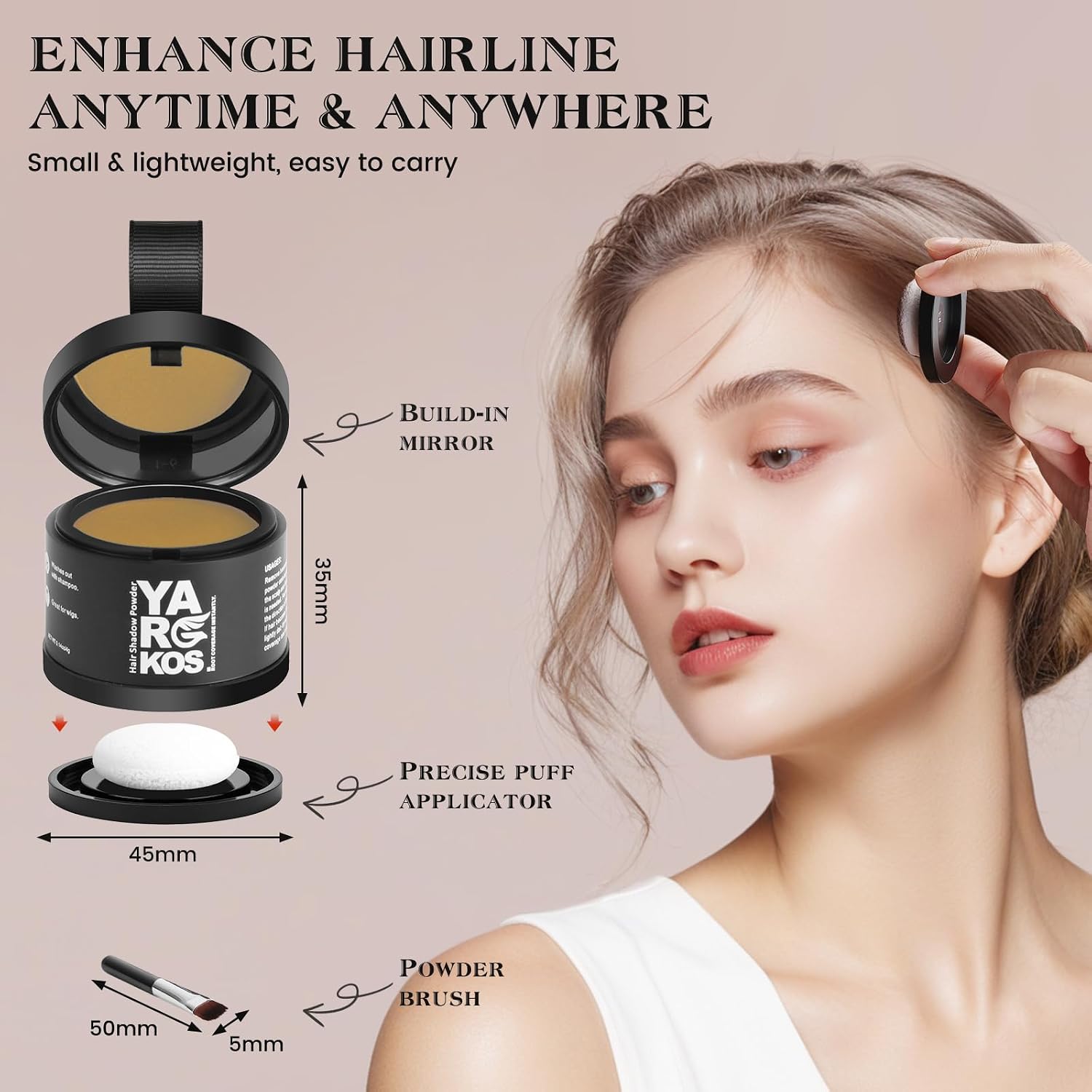 Hairline Shadow Powder, Dark Blonde, Touch Up for Instantly Gray Hair Cover Up, Women Color Coverage for Thinning Grey, Mens Roots Concealer for Hair Loss Beard Line, #13