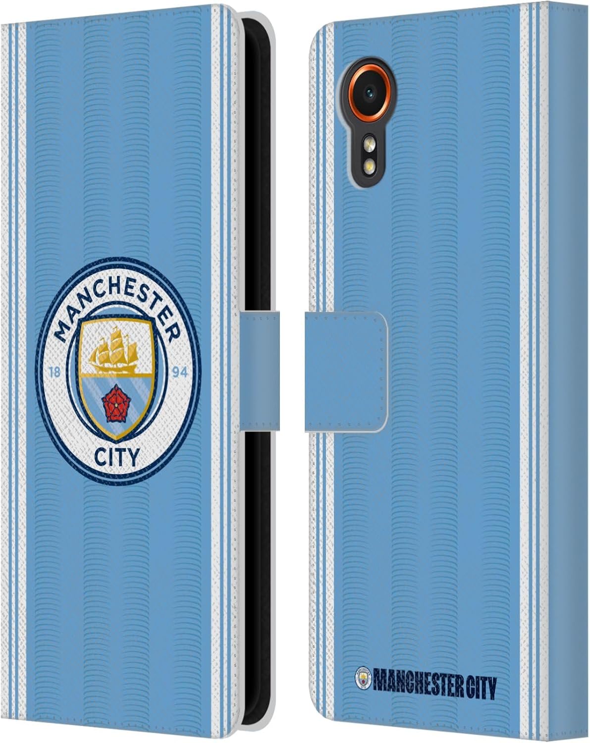 Head Case Designs Officially Licensed Manchester City Man City FC Home 2023/24 Badge Kit Leather Wallet Case Compatible with Samsung Galaxy Xcover7 5G