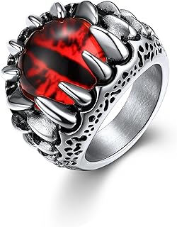 Sugar Skull Rings for Men Women, Stainless Steel Two Tone Mens Biker Ring Halloween Jewelry Day of the Dead Memory Jewelry For Death, Gift Box Included