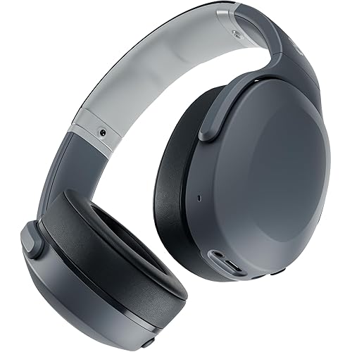 Skullcandy Crusher Evo Wireless Bluetooth Headphones with Multi-Sensory Bass, Noise Isolating Over-Ear Fit, Up to 40 Hours Battery, Microphone for iPhone Android - Chill Grey