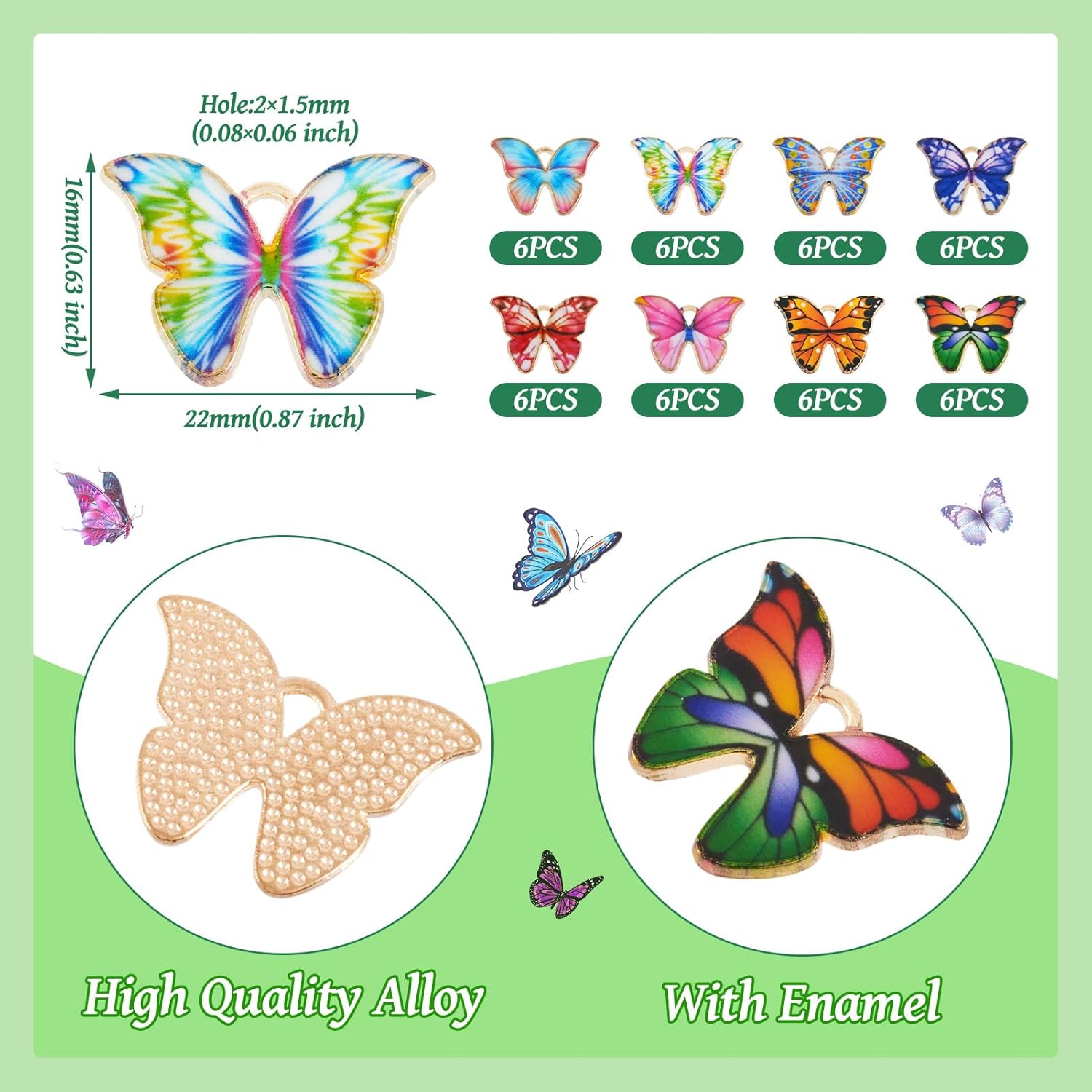 Enamel Butterfly Charms for Jewelry Making Colorful Flower Butterfly Charm Pendants Cute Insect Theme Alloy Charms for DIY Crafts Bracelets Necklaces Keychains - Image 3