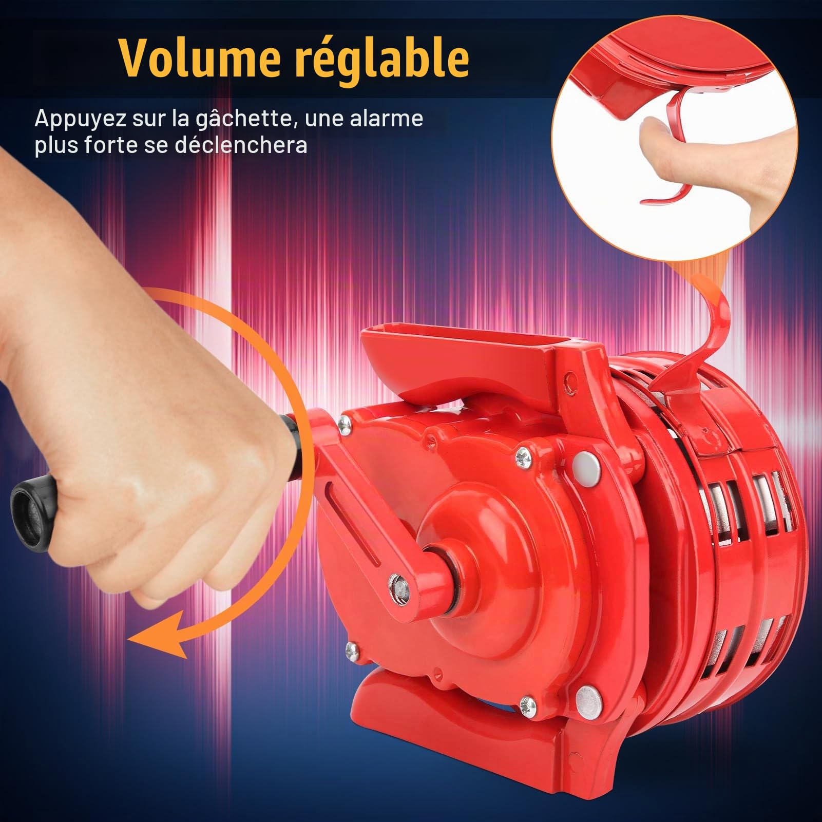 Cocoarm Sirène Portative 120 dB, Air Manuelle, Alarme Métallique Rouge