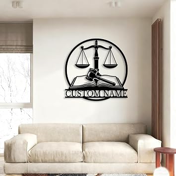 Custom Law Metal Sign,Personalized Lawyer Name Wall Art,Justice Scale Decor,Legal Office Plaque,Attorney Gift,Courtroom Decor,Law Firm Name Sign (Style-1)