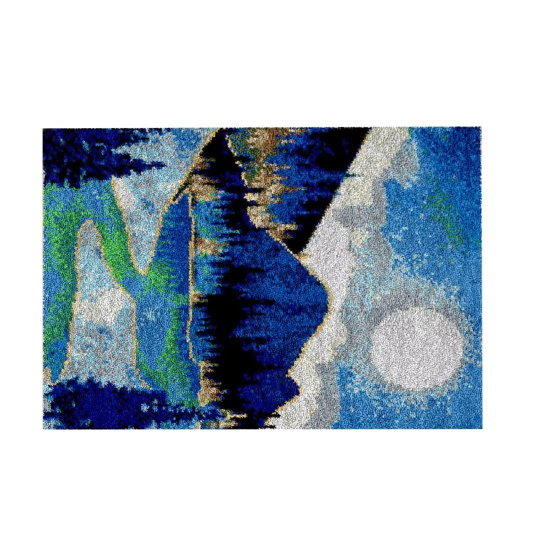 Myriad Choices Latch Hook Kits, DIY Latch Hook Rug Kit, Cross Stitch Rug Making Kit, Carpet Making Crochet Kits Embroidery Kits Needlework Crafts for Home Decor, 50X38CM, Mountains and Lakes