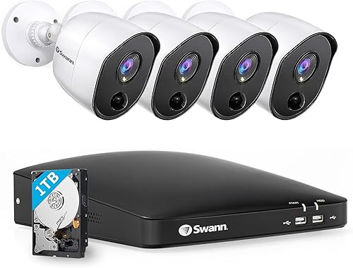 Miniatura 1 de Swann Sistema de seguridad para el hogar con disco duro de 1 TB cámara de 8 canales 4 DVR Full HD de 1080 p CCTV de vigilancia con cable para 8 Ch |