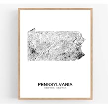 Eleville 8X10 Unframed Pennsylvania United States Country View Abstract Road Modern Map Art Print Poster Wall Office Home Decor Minimalist Line Art Hometown Housewarming wgn194