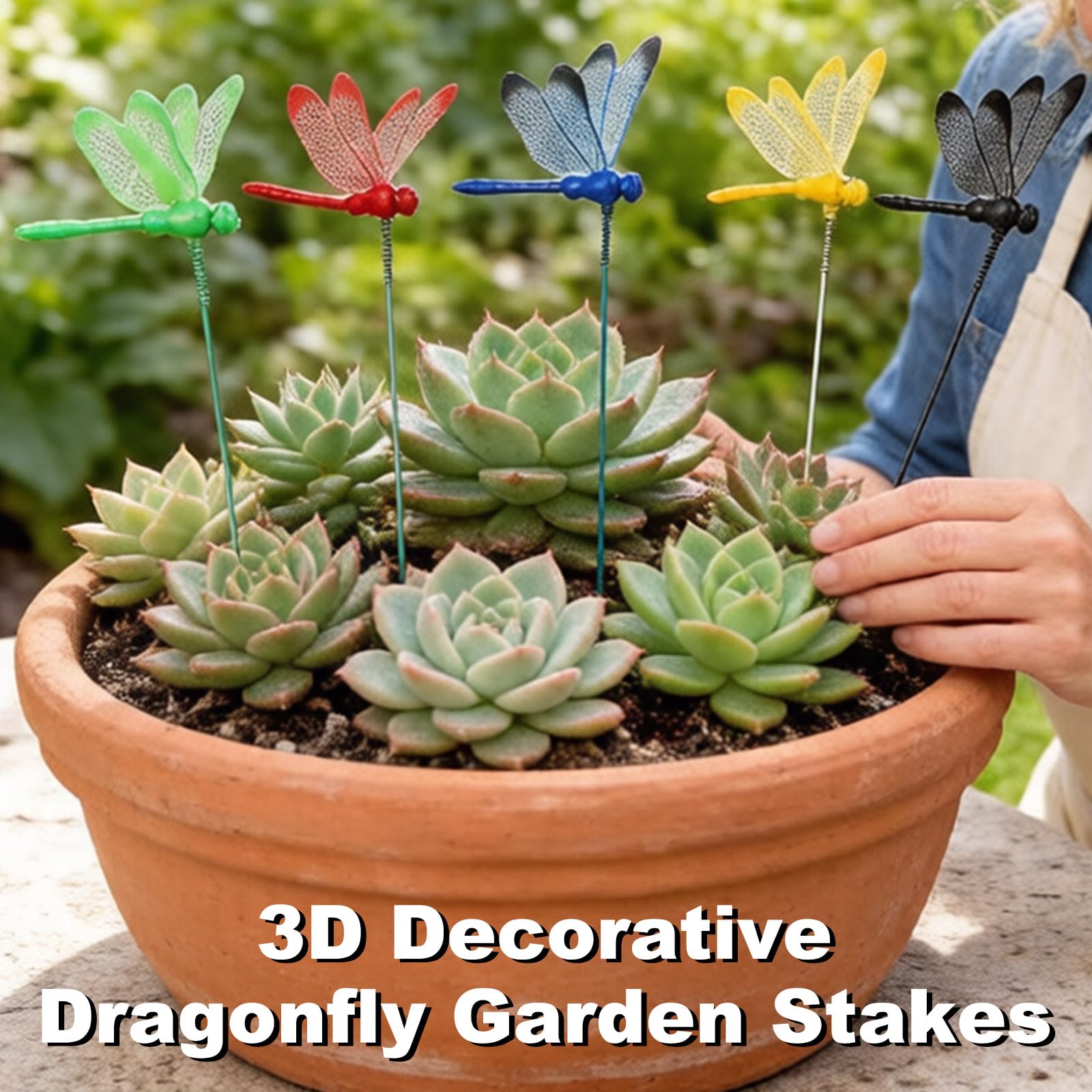 Estacas decorativas 3D de libélula para jardín, decoración de jardín para patio, césped, plantas, macetas, 12 piezas