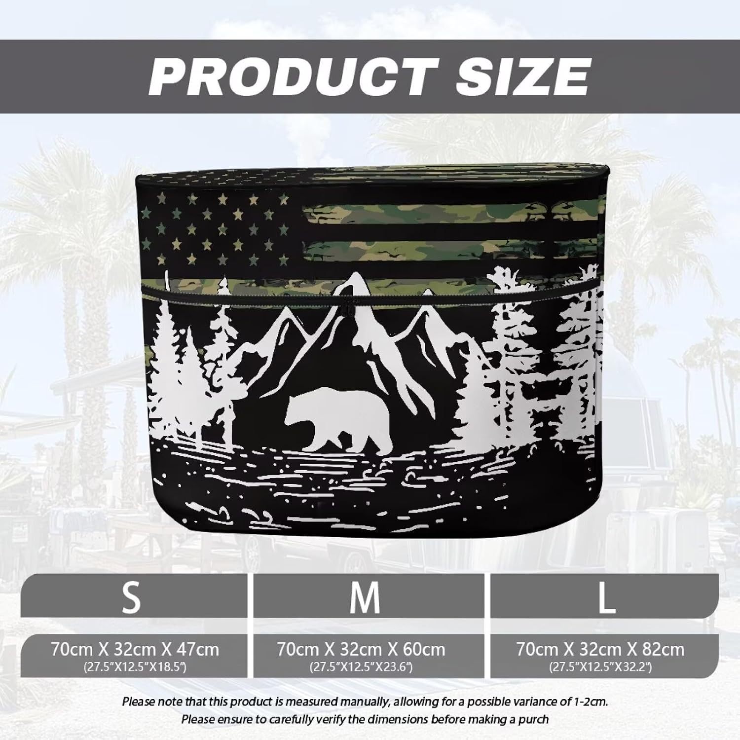 American Flag Mountain RV Propane Tank Cover for Camper RV Trailer Double 20lb RV Propane Tank Cover Anti-Dust Camper Propane Tank Protector Easy to Install