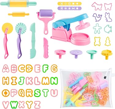 48Pcs Dough Tools and Cutters, Clay Dough Accessories with Storage Bag