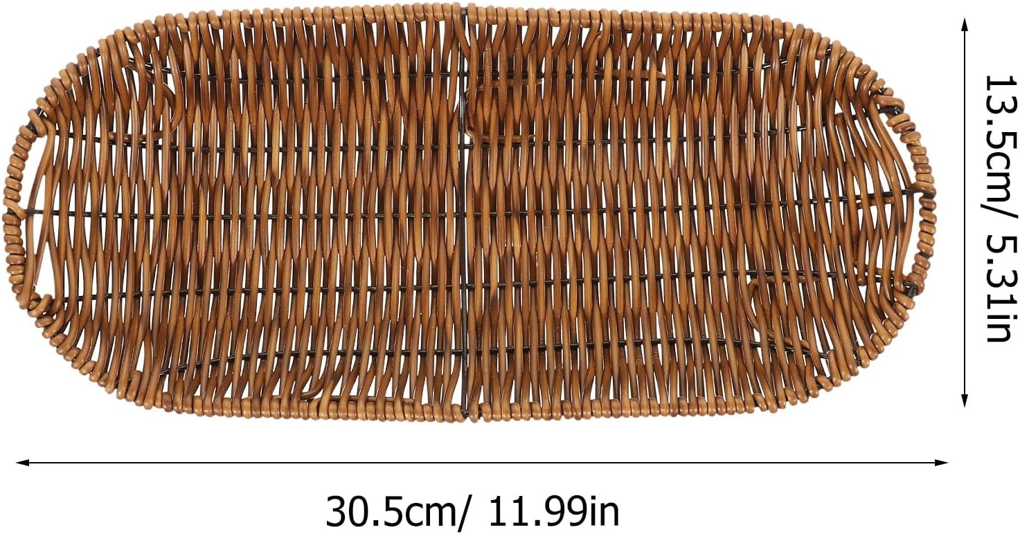 Oval Woven Rattan Bread Basket for Tabletop Serving