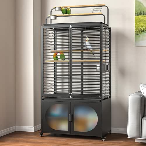 GDLF 72-Inch Parrot Bird Cage with Play Top and Storage