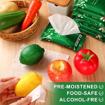 7 Pack Fruit Veggie Wipes Total 140 Count Portable Vegetable Cleaning Wipes Safe Fruit & Vegetable Wash Removes for Removing Wax Dirt Home Travel Use(Minimalist)